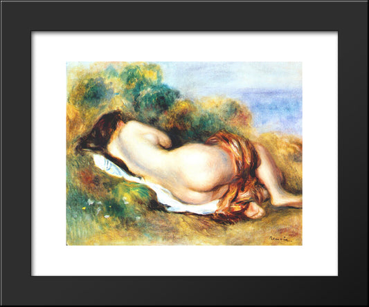 Reclining Nude 20x24 Black Modern Wood Framed Art Print Poster by Renoir, Pierre Auguste