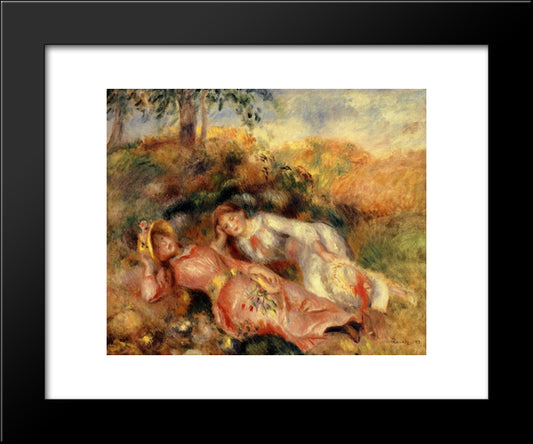 Reclining Women 20x24 Black Modern Wood Framed Art Print Poster by Renoir, Pierre Auguste