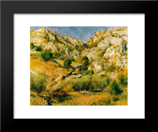 Rocky Craggs At L'Estaque 20x24 Black Modern Wood Framed Art Print Poster by Renoir, Pierre Auguste