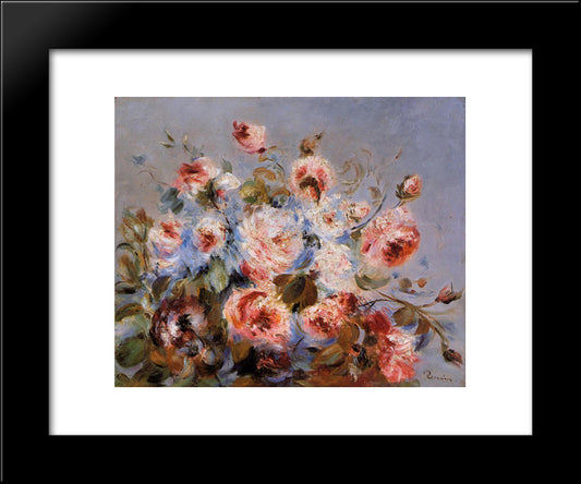 Roses From Wargemont 20x24 Black Modern Wood Framed Art Print Poster by Renoir, Pierre Auguste