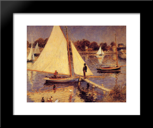 Sailboats At Argenteuil 20x24 Black Modern Wood Framed Art Print Poster by Renoir, Pierre Auguste