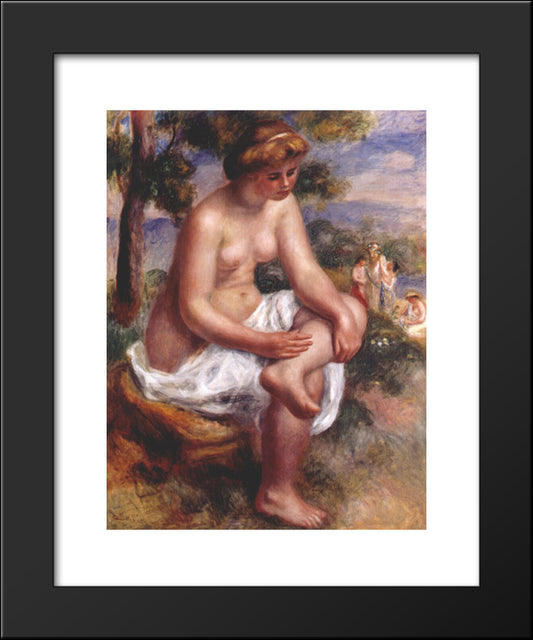 Seated Bather In A Landscape 20x24 Black Modern Wood Framed Art Print Poster by Renoir, Pierre Auguste