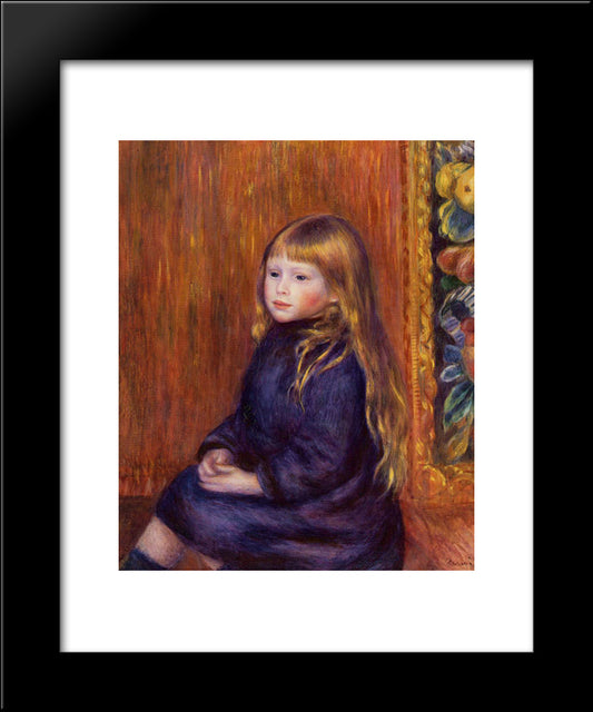 Seated Child In A Blue Dress 20x24 Black Modern Wood Framed Art Print Poster by Renoir, Pierre Auguste