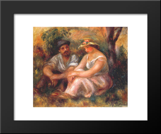 Seated Couple 20x24 Black Modern Wood Framed Art Print Poster by Renoir, Pierre Auguste
