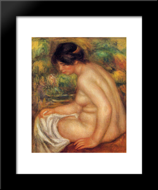 Seated Nude In Profile (Gabrielle) 20x24 Black Modern Wood Framed Art Print Poster by Renoir, Pierre Auguste