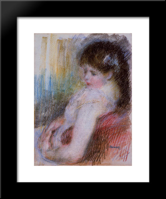 Seated Woman 20x24 Black Modern Wood Framed Art Print Poster by Renoir, Pierre Auguste