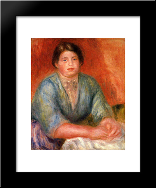 Seated Woman In A Blue Dress 20x24 Black Modern Wood Framed Art Print Poster by Renoir, Pierre Auguste