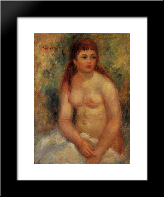 Seated Young Woman, Nude 20x24 Black Modern Wood Framed Art Print Poster by Renoir, Pierre Auguste