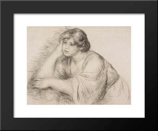 Sitting Girl 20x24 Black Modern Wood Framed Art Print Poster by Renoir, Pierre Auguste