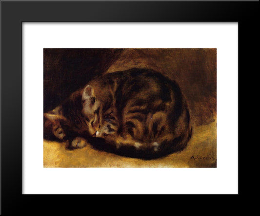 Sleeping Cat 20x24 Black Modern Wood Framed Art Print Poster by Renoir, Pierre Auguste