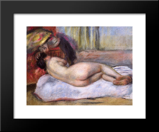 Sleeping Nude With Hat (Repose) 20x24 Black Modern Wood Framed Art Print Poster by Renoir, Pierre Auguste