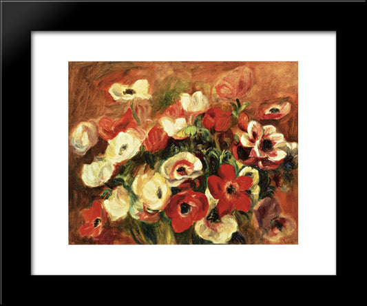 Spray Of Anemones 20x24 Black Modern Wood Framed Art Print Poster by Renoir, Pierre Auguste