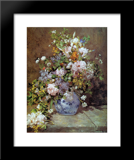 Spring Bouquet 20x24 Black Modern Wood Framed Art Print Poster by Renoir, Pierre Auguste