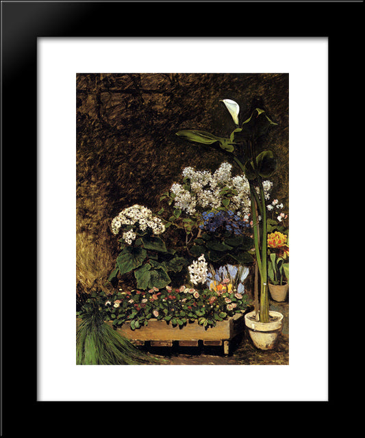 Spring Flowers 20x24 Black Modern Wood Framed Art Print Poster by Renoir, Pierre Auguste