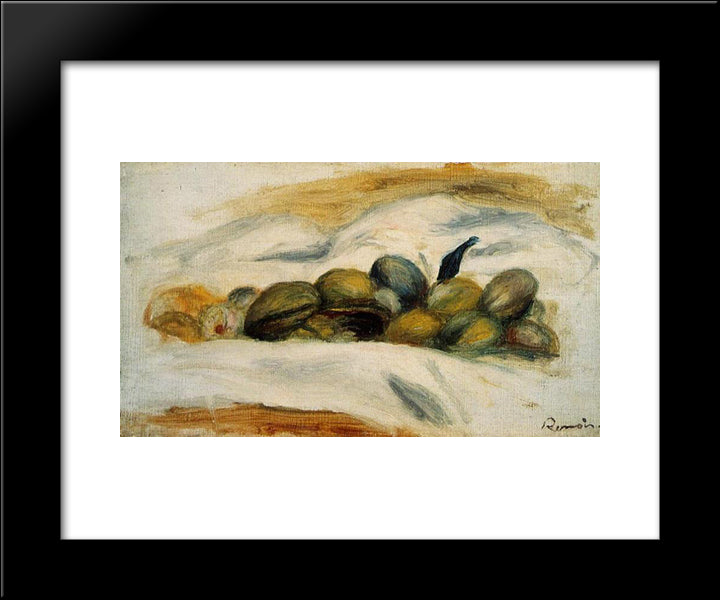Still Life Almonds And Walnuts 20x24 Black Modern Wood Framed Art Print Poster by Renoir, Pierre Auguste