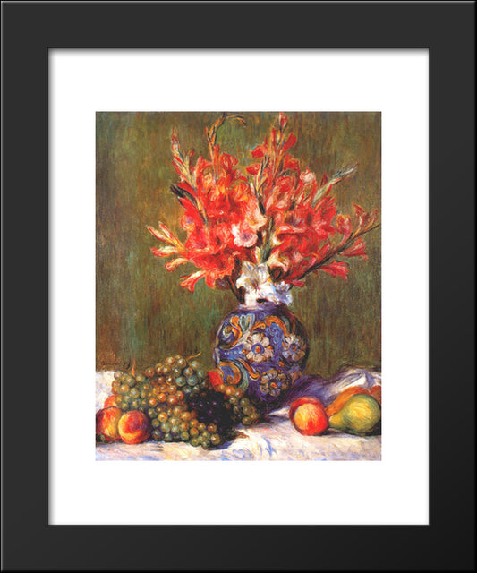 Still Life Flowers And Fruit 20x24 Black Modern Wood Framed Art Print Poster by Renoir, Pierre Auguste