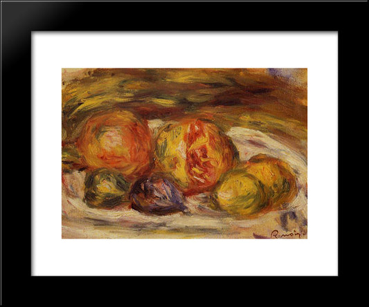Still Life Pomegranate, Figs And Apples 20x24 Black Modern Wood Framed Art Print Poster by Renoir, Pierre Auguste