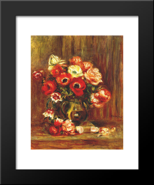 Still Life With Anemones 20x24 Black Modern Wood Framed Art Print Poster by Renoir, Pierre Auguste