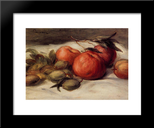 Still Life With Apples And Almonds 20x24 Black Modern Wood Framed Art Print Poster by Renoir, Pierre Auguste