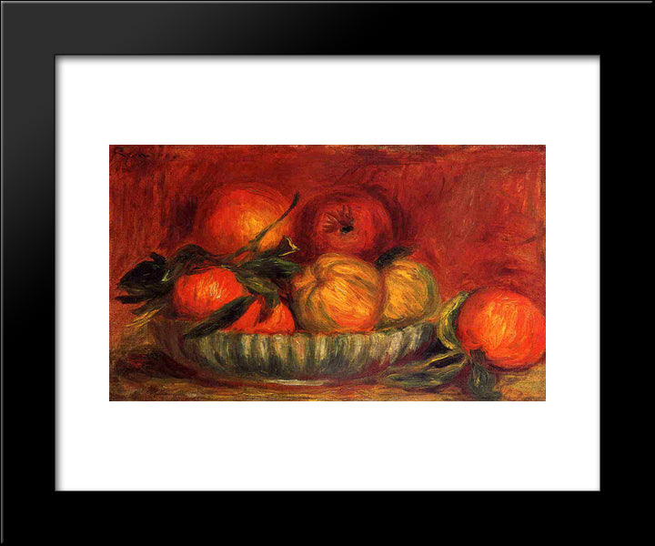 Still Life With Apples And Oranges 20x24 Black Modern Wood Framed Art Print Poster by Renoir, Pierre Auguste