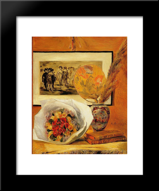 Still Life With Bouquet 20x24 Black Modern Wood Framed Art Print Poster by Renoir, Pierre Auguste