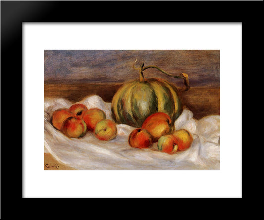 Still Life With Cantalope And Peaches 20x24 Black Modern Wood Framed Art Print Poster by Renoir, Pierre Auguste
