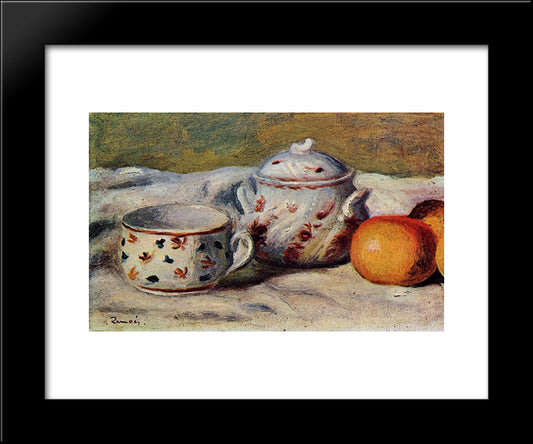 Still Life With Cup And Sugar Bowl 20x24 Black Modern Wood Framed Art Print Poster by Renoir, Pierre Auguste
