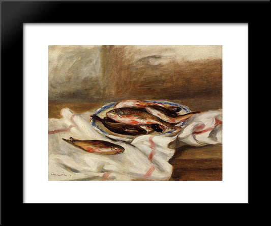 Still Life With Fish 20x24 Black Modern Wood Framed Art Print Poster by Renoir, Pierre Auguste