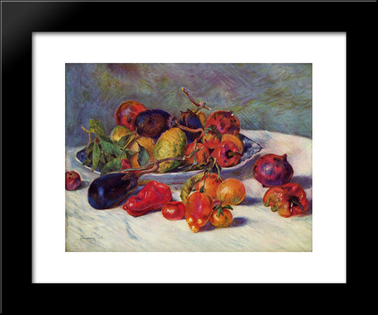 Still Life With Fruit 20x24 Black Modern Wood Framed Art Print Poster by Renoir, Pierre Auguste