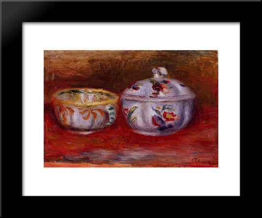 Still Life With Fruit Bowl 20x24 Black Modern Wood Framed Art Print Poster by Renoir, Pierre Auguste
