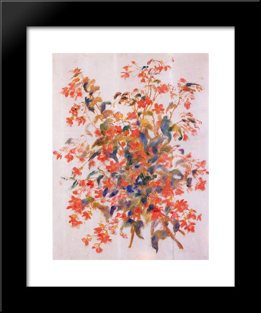 Still Life With Fuscias 20x24 Black Modern Wood Framed Art Print Poster by Renoir, Pierre Auguste