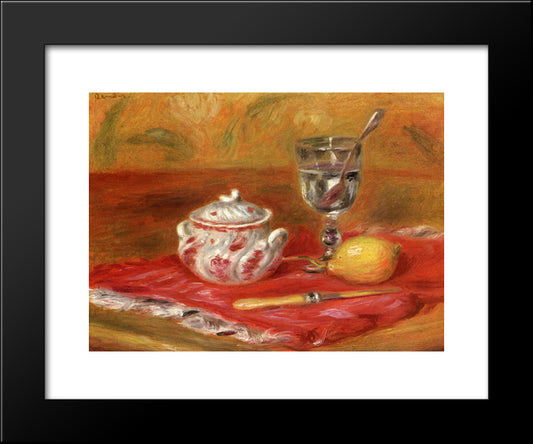Still Life With Glass And Lemon 20x24 Black Modern Wood Framed Art Print Poster by Renoir, Pierre Auguste