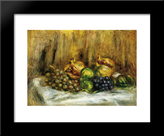Still Life With Grapes 20x24 Black Modern Wood Framed Art Print Poster by Renoir, Pierre Auguste