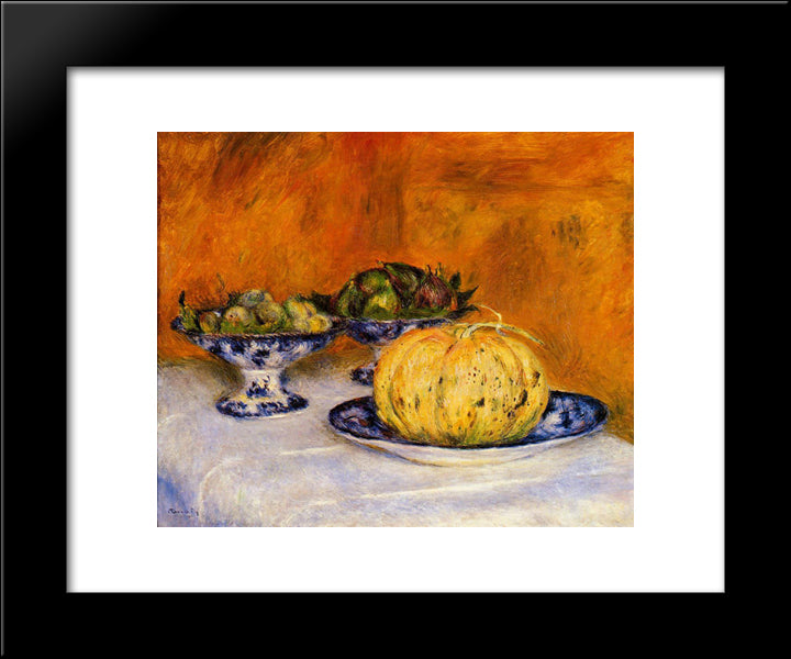 Still Life With Melon 20x24 Black Modern Wood Framed Art Print Poster by Renoir, Pierre Auguste