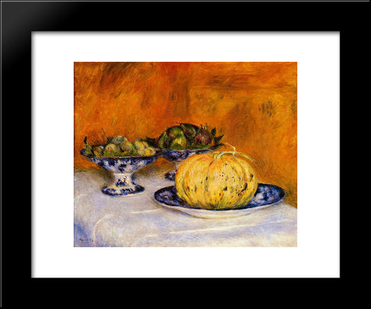 Still Life With Melon 20x24 Black Modern Wood Framed Art Print Poster by Renoir, Pierre Auguste