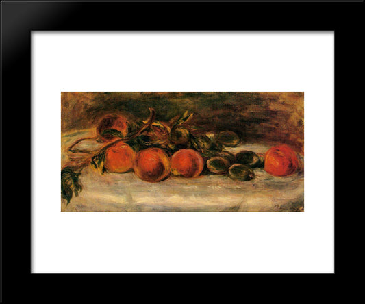 Still Life With Peaches And Chestnuts 20x24 Black Modern Wood Framed Art Print Poster by Renoir, Pierre Auguste