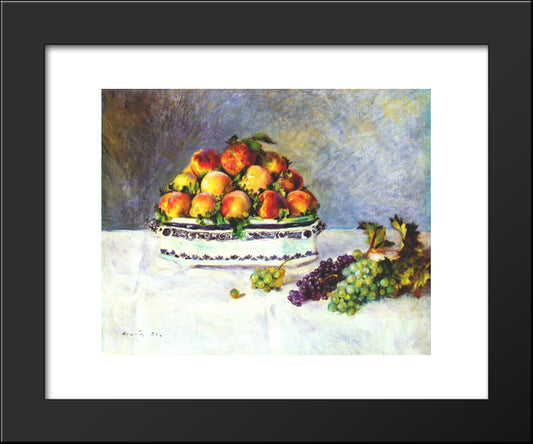 Still Life With Peaches And Grapes 20x24 Black Modern Wood Framed Art Print Poster by Renoir, Pierre Auguste