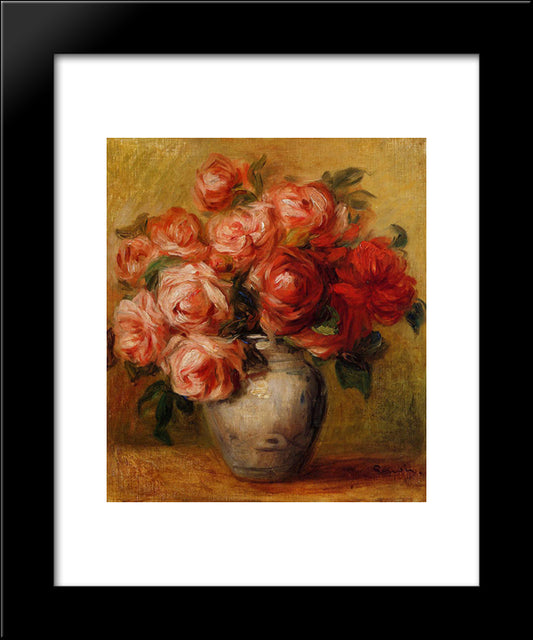 Still Life With Roses 20x24 Black Modern Wood Framed Art Print Poster by Renoir, Pierre Auguste