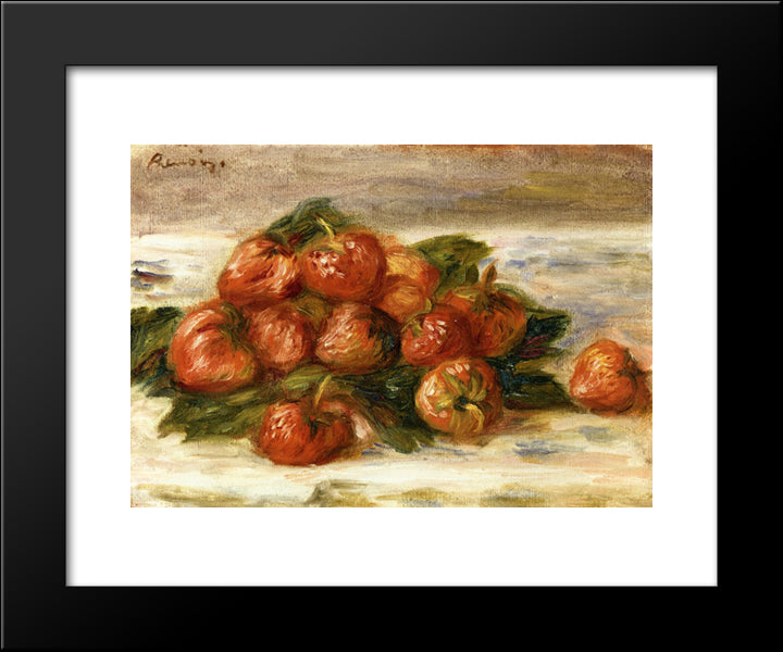 Still Life With Strawberries 20x24 Black Modern Wood Framed Art Print Poster by Renoir, Pierre Auguste