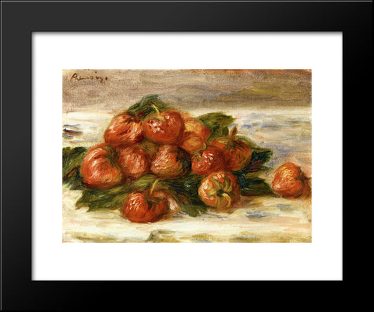 Still Life With Strawberries 20x24 Black Modern Wood Framed Art Print Poster by Renoir, Pierre Auguste