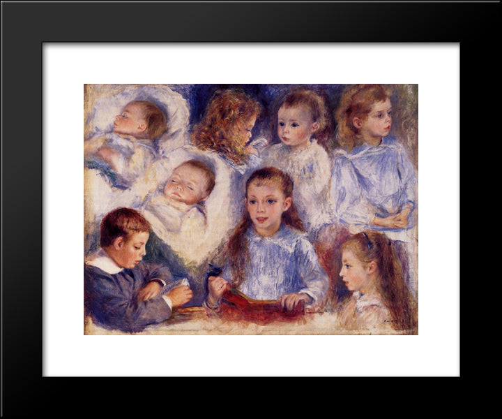 Studies Of The Children Of Paul Berard 20x24 Black Modern Wood Framed Art Print Poster by Renoir, Pierre Auguste
