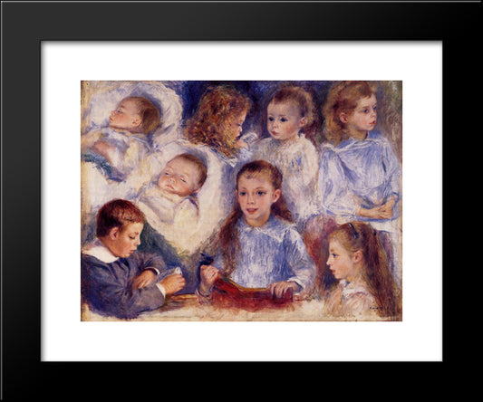 Studies Of The Children Of Paul Berard 20x24 Black Modern Wood Framed Art Print Poster by Renoir, Pierre Auguste