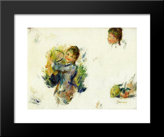 Study For Girls Playing With A Shuttlecock 20x24 Black Modern Wood Framed Art Print Poster by Renoir, Pierre Auguste