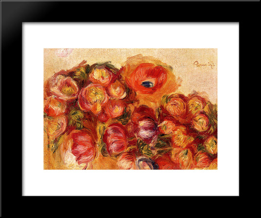 Study Of Flowers Anemones And Tulips 20x24 Black Modern Wood Framed Art Print Poster by Renoir, Pierre Auguste