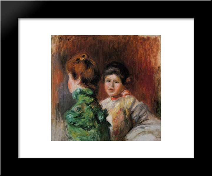Study Two Women S Heads 20x24 Black Modern Wood Framed Art Print Poster by Renoir, Pierre Auguste