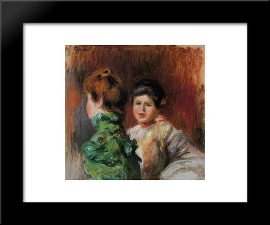 Study Two Women S Heads 20x24 Black Modern Wood Framed Art Print Poster by Renoir, Pierre Auguste