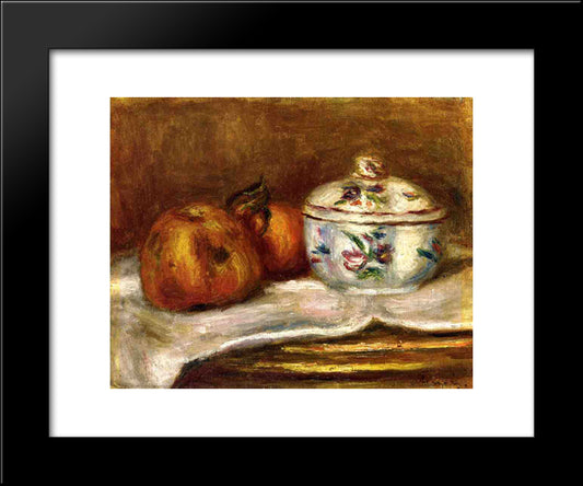 Sugar Bowl, Apple And Orange 20x24 Black Modern Wood Framed Art Print Poster by Renoir, Pierre Auguste