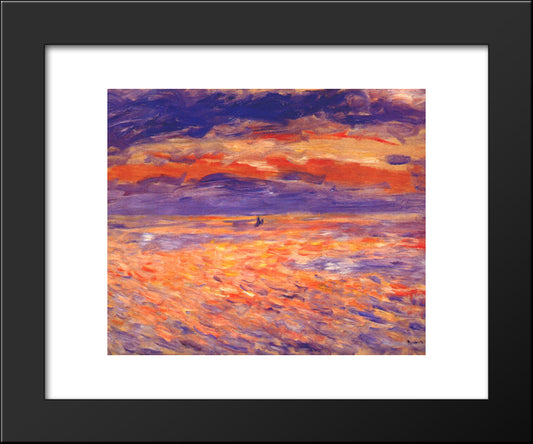 Sunset At Sea 20x24 Black Modern Wood Framed Art Print Poster by Renoir, Pierre Auguste