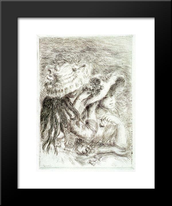 The Hat Pinned 20x24 Black Modern Wood Framed Art Print Poster by Renoir, Pierre Auguste