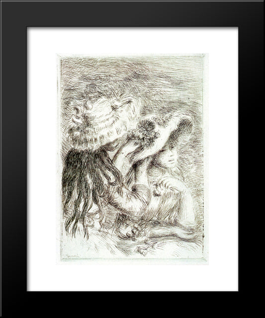 The Hat Pinned 20x24 Black Modern Wood Framed Art Print Poster by Renoir, Pierre Auguste